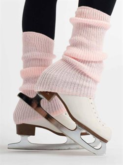 Rosa strik benvarmere til skøjteløb Intermezzo - 40 cm