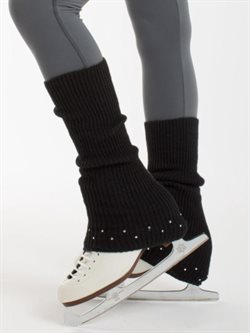 Sorte benvarmere med rhinsten fra Intermezzo - 50 cm