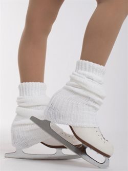 Hvide strik benvarmere til skøjteløb Intermezzo - 60 cm