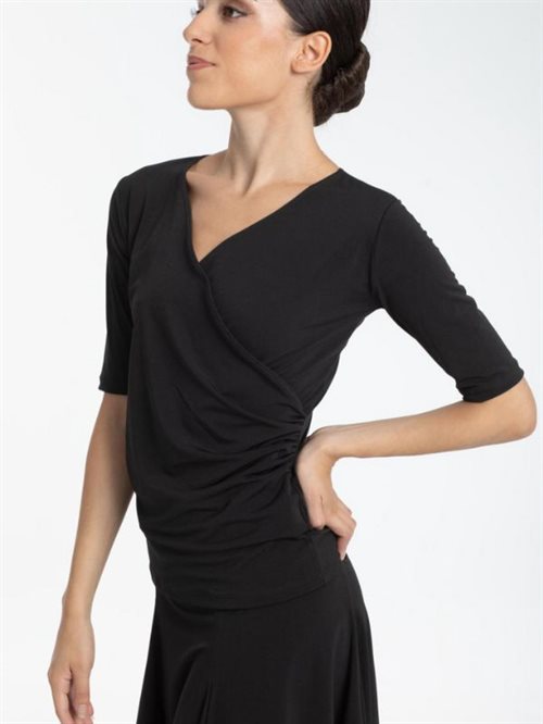 Sort dansebluse med krydsdesign fra Intermzzo