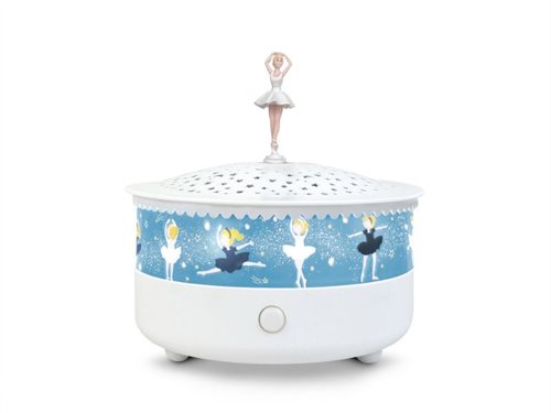 Ballerina natlampe med musik og stjerne projektor