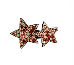 Gulv/brun hårspænde med stjerner i rhinsten