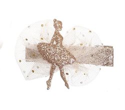 Glitter hårclips guld balletdanser og lys tyl