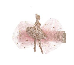 Glitter hårclips guld balletdanser og lyserød tyl