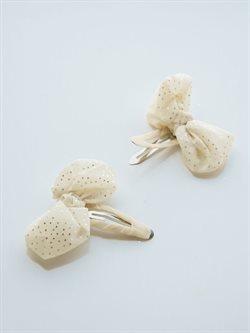 Hårclips i cremefarvet med sølv prikker - 2 stk