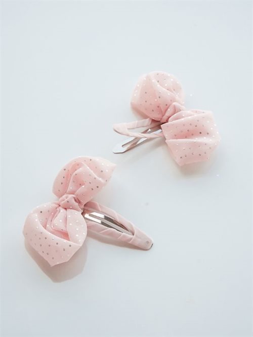 Hårclips i lys rosa med sølvprikker - 2 stk
