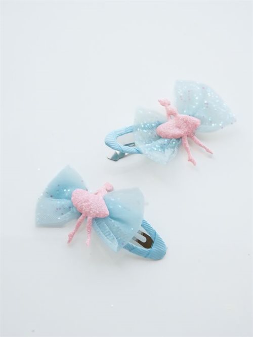 Ballerina hårspænder i turkis og rosa