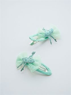 Grøn glitter hårclips med ballerina 2 stk