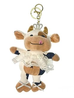 Sød ballet ko nøglering med tut og diadem