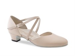 Beige skind Felice lav dame dansesko Werner Kern