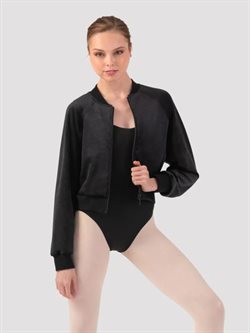 Bloch sort velour jakke med lynlås