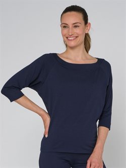 Tempsdanse bluse navy med halvlange ærmer