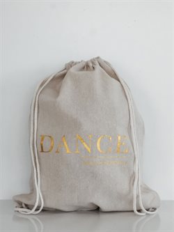 Hør rygsæk/mulepose med guld DANCE skrift