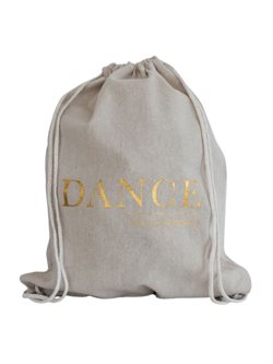 Hør rygsæk/mulepose med guld DANCE skrift