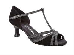 Sort/sølv dansesko til tango/salsa/latin med 5 cm hæl