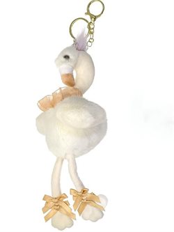 Dansende hvid flamingo nøglering - 24 CM