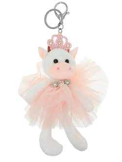 Sød ballet ko nøglering i hvid