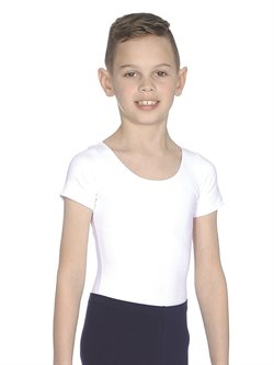 Hvid body med kort ærme til ballet drenge 