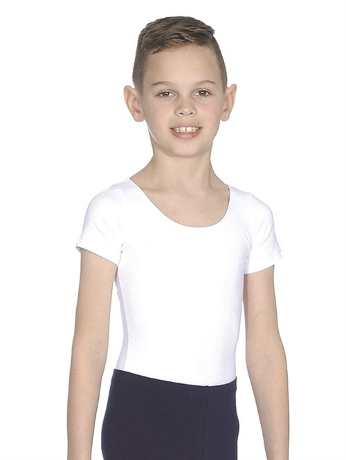 Hvid body med kort ærme til ballet drenge 