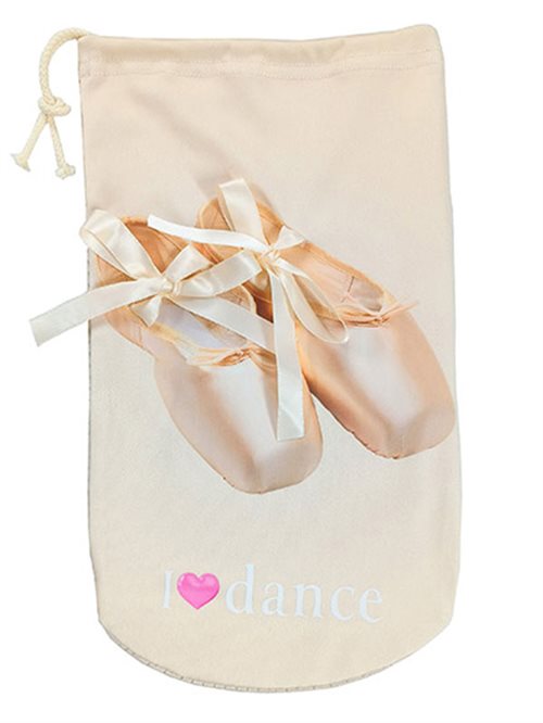 Beige skopose til balletsko med print og sløjfer