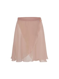 Duset koralfarvet wrap mesh skørt fra Mara Dancewear