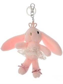 Ballet kanin bamse nøglering i lyserød