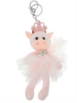 Sød ballet ko nøglering i rosa