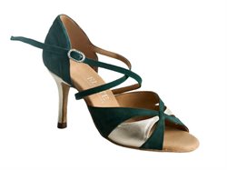 Flot grøn/guld dansesko 8 cm hæl Rummos