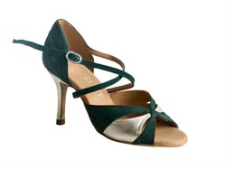 Flot grøn/guld dansesko 8 cm hæl Rummos