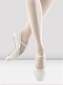Hvide balletsko i skind med fuldsål fra Bloch