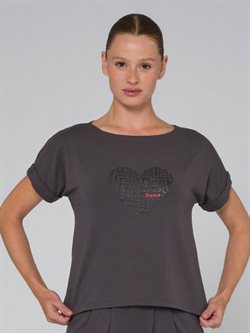 Tempsdanse mørkegrå viscose t-shirt til dans med logo