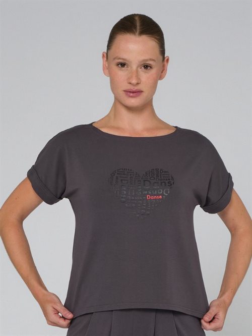 Tempsdanse mørkegrå viscose t-shirt til dans med logo