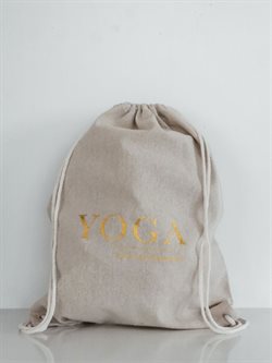 Hør rygsæk/mulepose med guld YOGA skrift