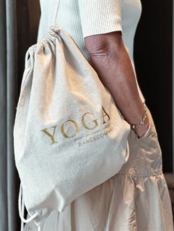 Hør rygsæk/mulepose med guld YOGA skrift