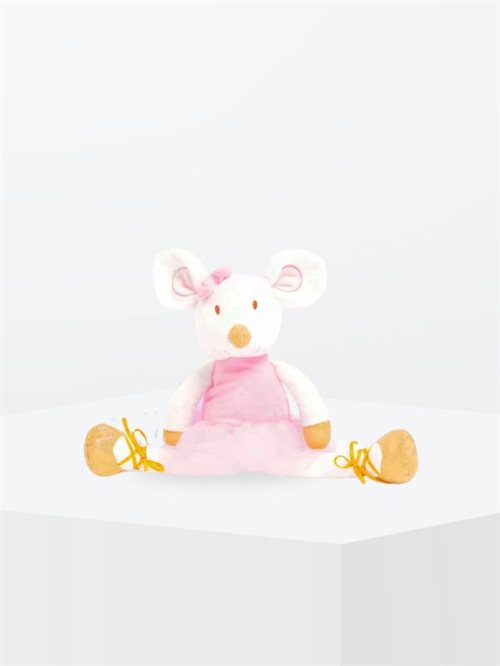 Hvid balletmus med tutu og balletsko